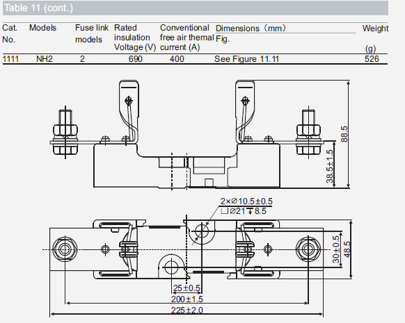 Fuse Bases For Square Pipe Fuses With Knife Contacts