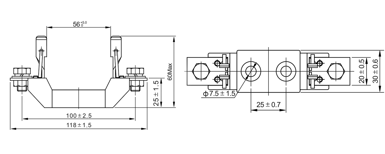 Fuse Bases For Square Pipe Fuses With Knife Contacts 001